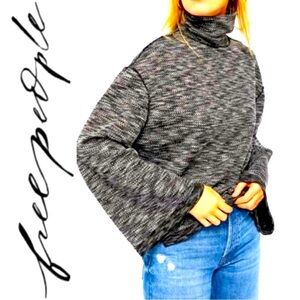 FREE PEOPLE Mock Turtleneck Bell Sleeve Sweater Small